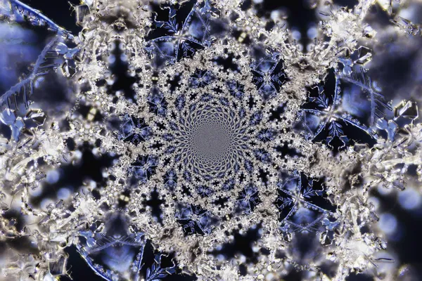 Microfoto Caleidoscópica de Cristais de Neve — Fotografia de Stock
