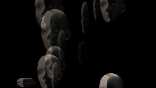 動く顔の芸術的な3Dアニメーション — ストック動画