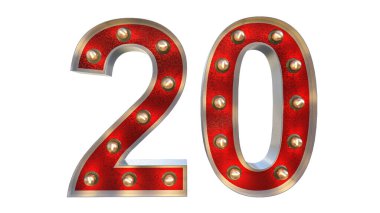 Kesme karakterden ampuller ile dijital 3d çizimi 