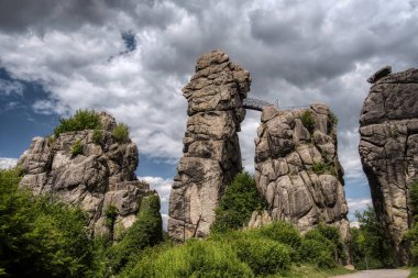 Natural and cultural monument Externsteine in the Teutoburg Forest in Germany