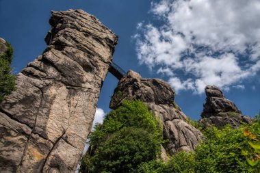 Natural and cultural monument Externsteine in the Teutoburg Forest in Germany