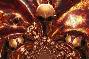 Sanatsal 3 boyutlu bir uzaylı yüzü. 