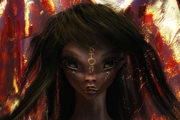 Artistic Illustration Female Alien Face — Stock Photo, Image