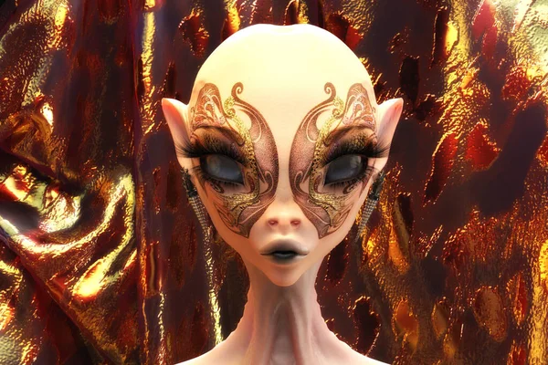 Artistic Illustration Female Alien Face — Stock Photo, Image