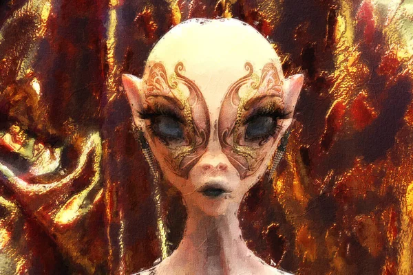 Художня Ілюстрація Жіночого Інопланетного Обличчя — стокове фото