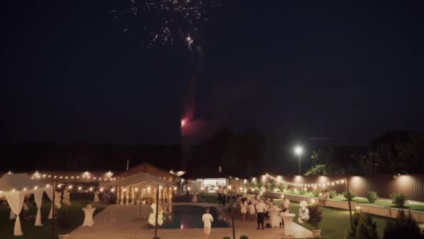 Fireworks on the birthday party at night — Stock Video