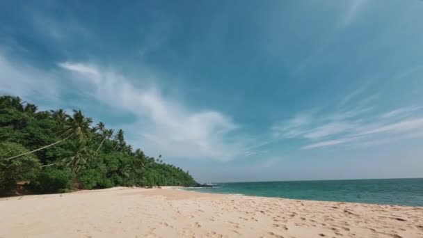 Временные лапы голубого неба, белого песка и океана — стоковое видео