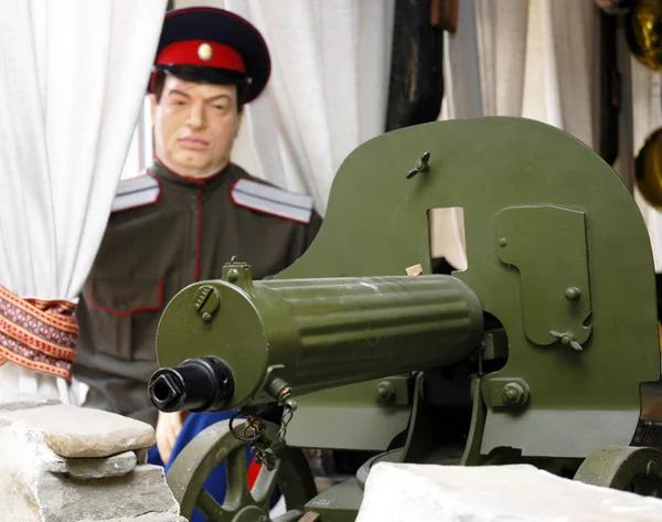 Machine gun "Maxim" and mannequin Don Cossack — Stock Photo, Image