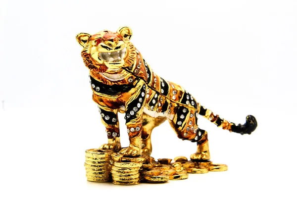 tiger jewelry box on a white background