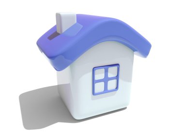 Mavi çatılı basit 3d ev