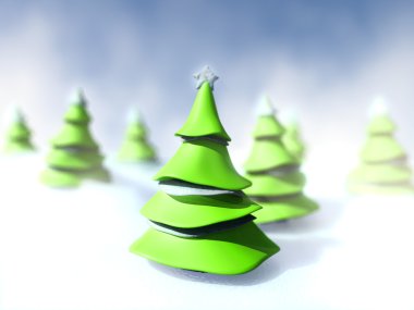 Yılbaşı ağaçları snostorm resimde