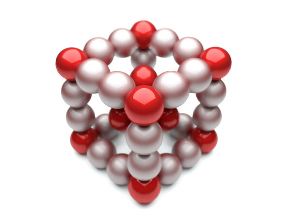 Cube outline made from glossy balls