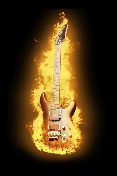 Guitarra em chamas — Fotografia de Stock