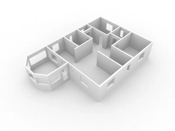 Plano de casa 3D — Fotografia de Stock