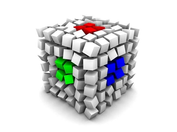 Cube structure with RGB element — Stock Photo, Image