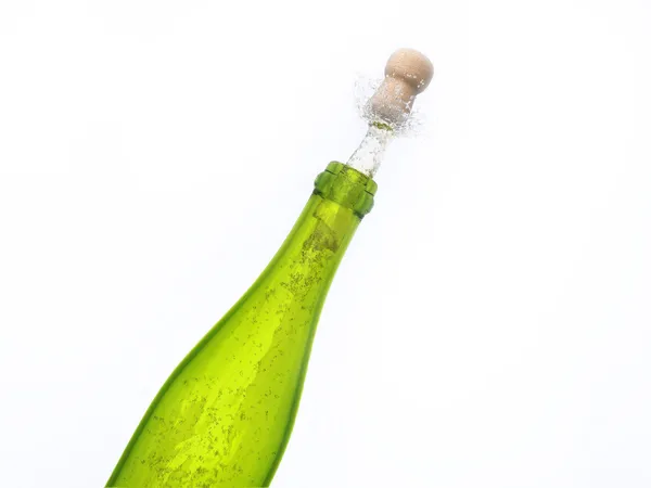 Exploding bottle of champagne — Stock Photo, Image