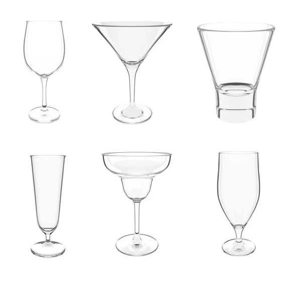 Various glasses on white — Stock Photo, Image