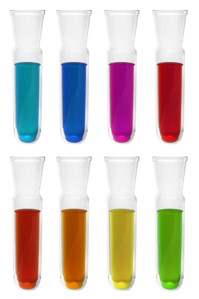 Tubos de ensaio com diferentes reagentes — Fotografia de Stock