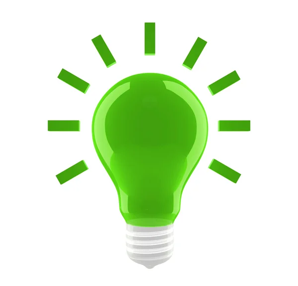 beyaz zemin üzerine conventionalized Parlatıcı ile yeşil bir ampul