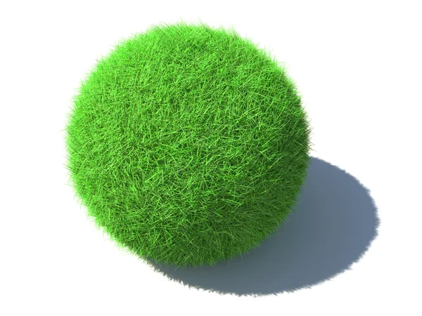 Ein Ball, der mit Gras bedeckt ist — Stockfoto