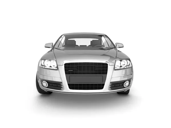 Vista frontale della Audi A6 argento su sfondo bianco Foto Stock