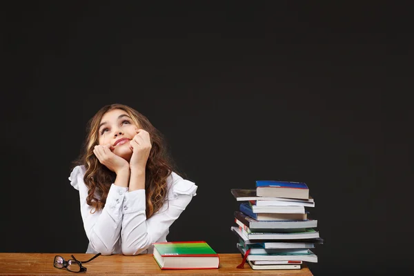 Scuola ragazza con libri — Foto Stock