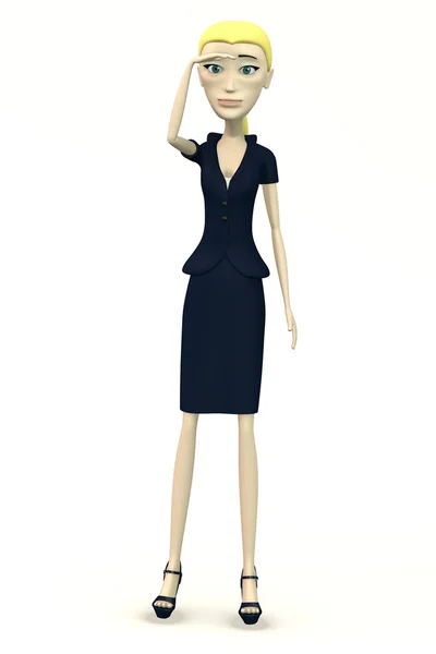 Cartoon businesswoman - looking — Stock Photo, Image