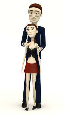 3D render resmi için poz karikatür karakter