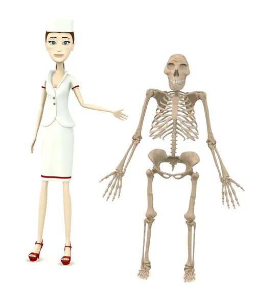 3D-Darstellung einer Cartoon-Figur mit Australopithecus-Skelett — Stockfoto