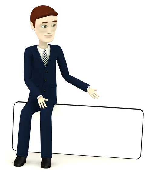 3d рендеринг мультфильма бизнесмена с пустым кабаном — стоковое фото