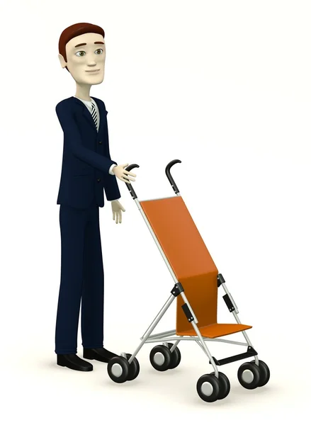 3d render of cartoon character with buggy — Stock Photo, Image