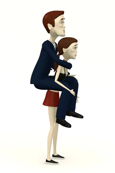 3d render of cartoon character carrying man — Stock Photo, Image