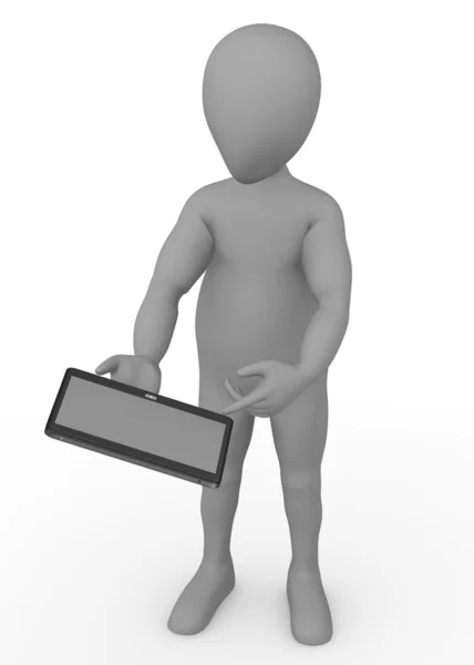 Cartoon character with tablet — Stock Photo, Image