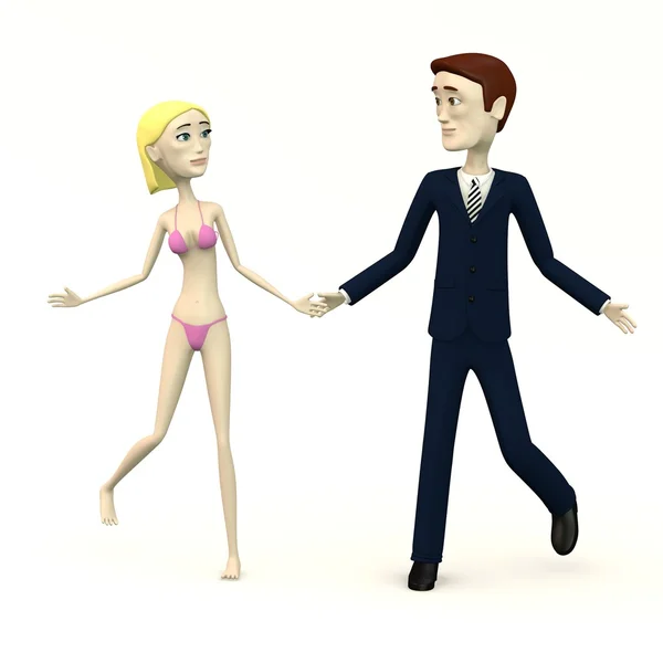 3D визуализация танцующих персонажей мультфильмов — стоковое фото