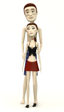 3D render resmi için poz karikatür karakter