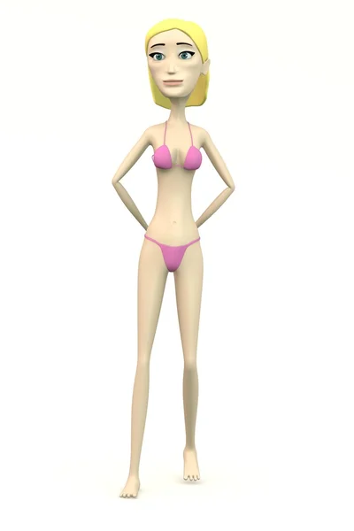 Cartoon female character in swimsuit - bossy — Stock Photo, Image