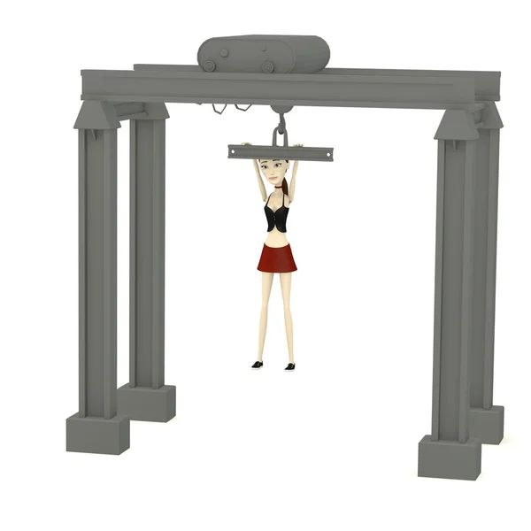 3d render of cartoon character on crane — Stock Photo, Image