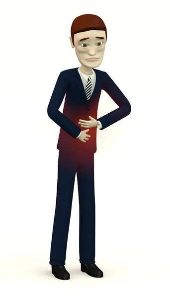 Cartoon businessman - stomach ache — Stock Photo, Image