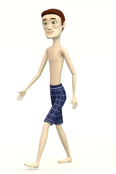 Cartoon man in swimsuit walking — Stock Photo, Image