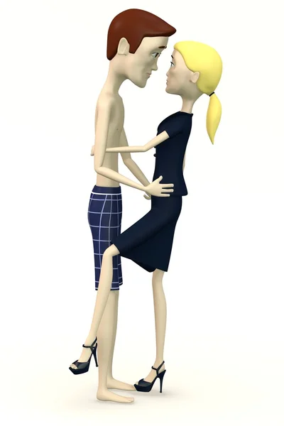 3d render of cartoon woman seducting man — Stock Photo, Image