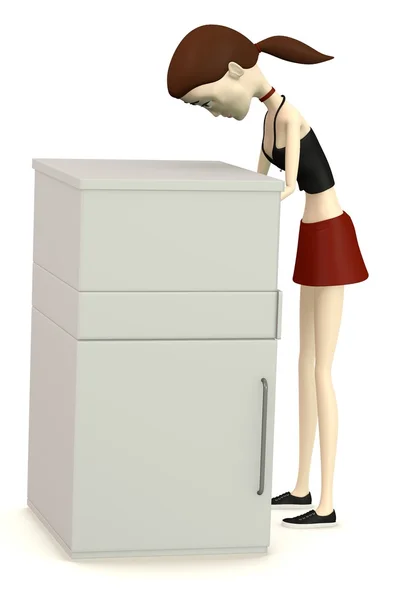 3d render of cartoon character with cupboard — Stock Photo, Image