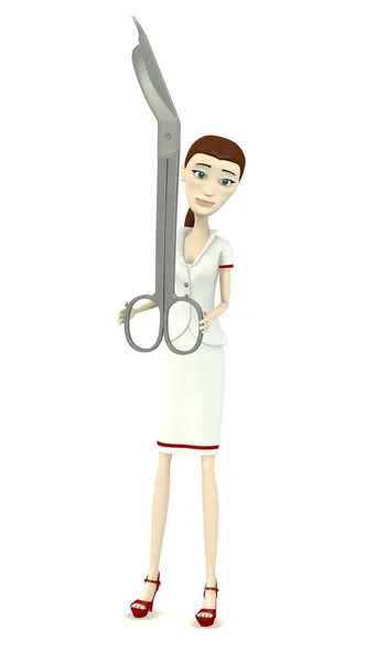 3D візуалізація мультиплікаційного персонажа з інструментом хірургії — стокове фото