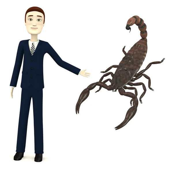 Rendering 3d del personaggio dei cartoni animati con scorpione — Foto Stock