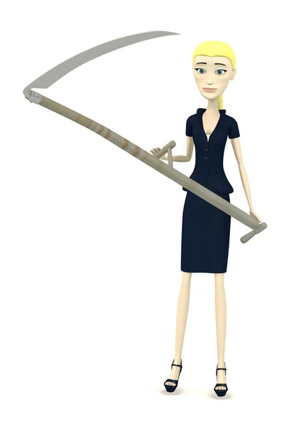 3d render of cartoon character with scythe — Stock Photo, Image