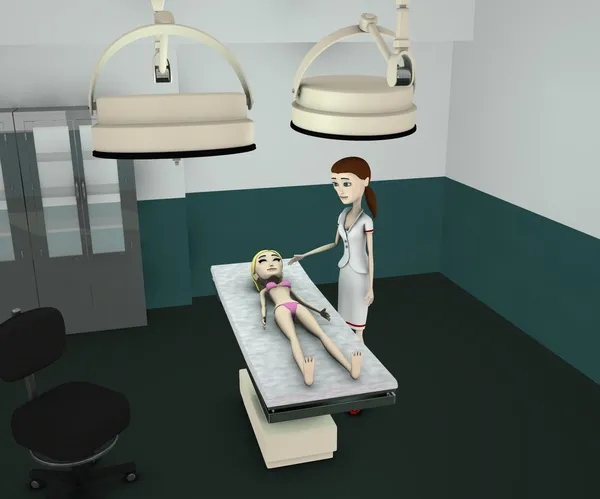 3D візуалізація мультиплікаційного персонажа під час операції — стокове фото