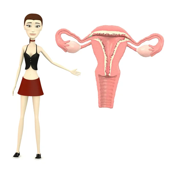 3D vykreslení kreslené postavičky s dělohy — Stock fotografie