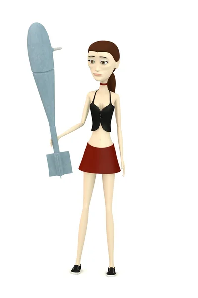 3d render of cartoon girl with bomb — Stock Photo, Image