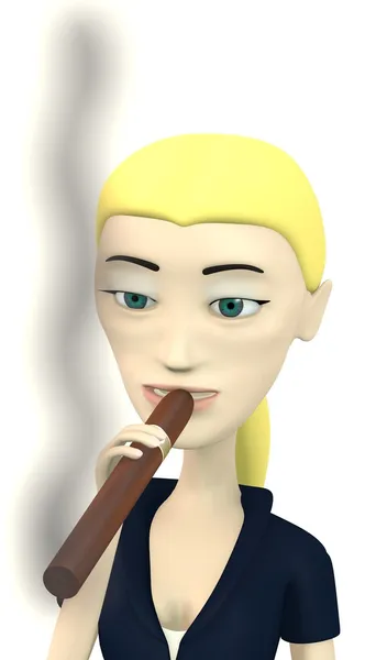 3D визуализация героя мультфильма с сигарой — стоковое фото