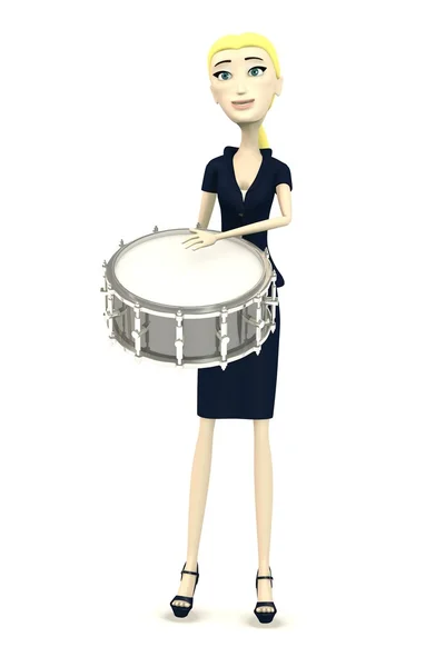 3d rendu de personnage de dessin animé jouant sur le tambour — Photo