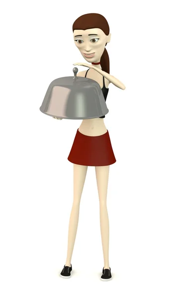 3d renderizado de personaje de dibujos animados con comida bajo cubierta — Foto de Stock